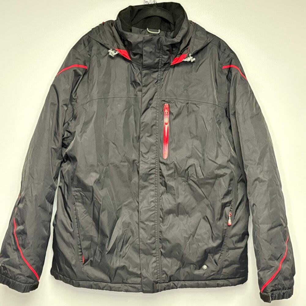 Land's‎ End Black Snow Waterproof Black Red Men's Winter Jacket Sz L
